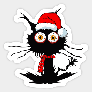 Funny Black Cat Christmas Tree Sticker